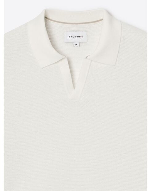 Polo maille col ouvert coton biologique blanc neige