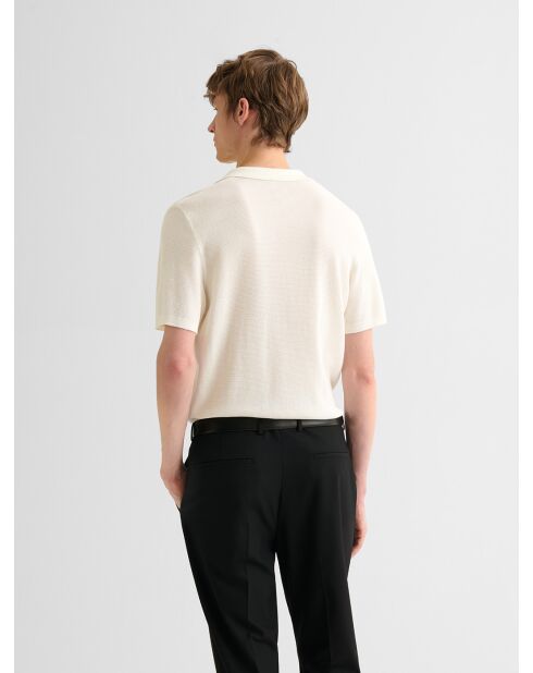 Polo maille col ouvert coton biologique blanc neige