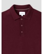 Polo boutonné en laine Mérinos figue