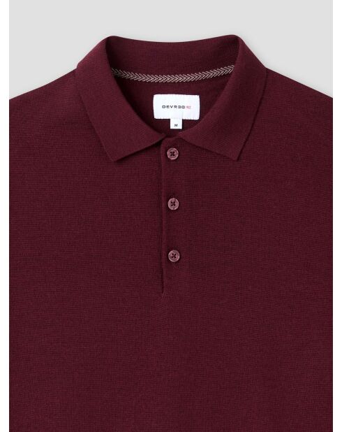 Polo boutonné en laine Mérinos figue