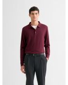 Polo boutonné en laine Mérinos figue