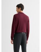 Polo boutonné en laine Mérinos figue