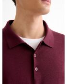 Polo boutonné en laine Mérinos figue