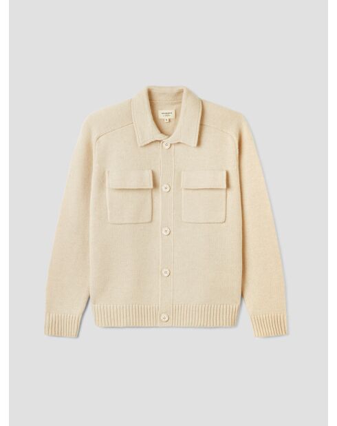 Cardigan jersey col chemise L'atelier beige 2