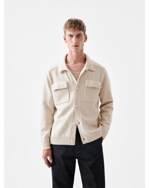 Cardigan jersey col chemise L'atelier beige 2