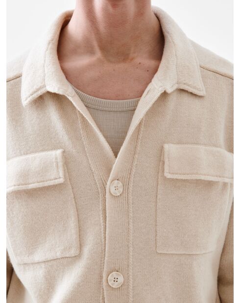 Cardigan jersey col chemise L'atelier beige 2
