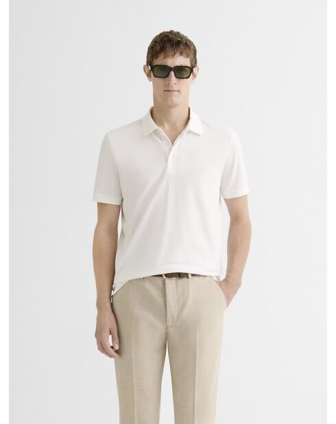 Polo boutonné en coton blanc neige