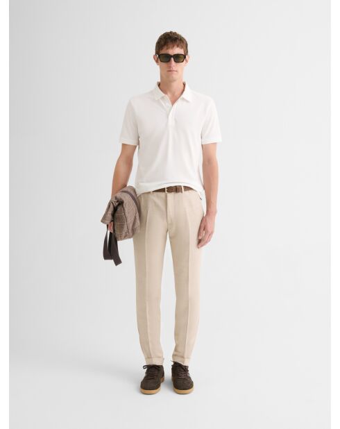 Polo boutonné en coton blanc neige