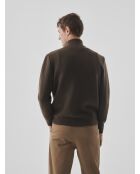 Cardigan zippé bi-matière café