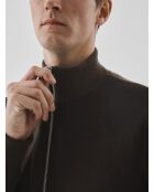 Cardigan zippé bi-matière café