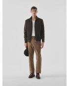 Cardigan zippé bi-matière café