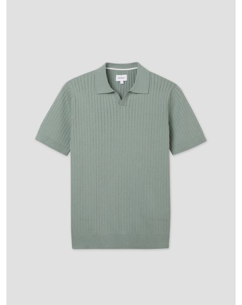 Polo col ouvert côtes plates vert amande