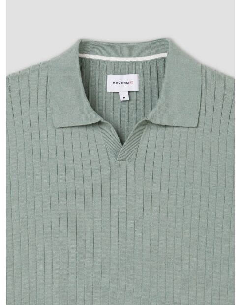 Polo col ouvert côtes plates vert amande