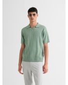 Polo col ouvert côtes plates vert amande
