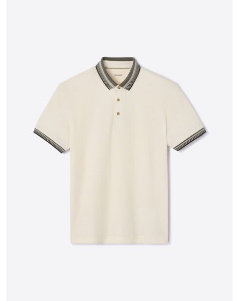 Polo boutonné gauffré blanc neige