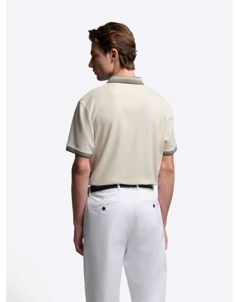 Polo boutonné gauffré blanc neige