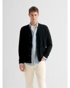 Cardigan boutonné en laine et cachemire noir