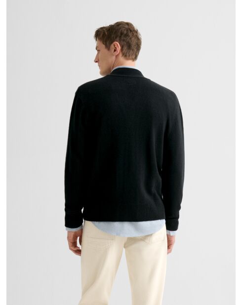 Cardigan boutonné en laine et cachemire noir