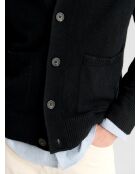 Cardigan boutonné en laine et cachemire noir