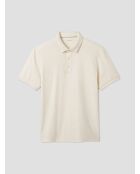 Polo boutonné en jacquard blanc neige
