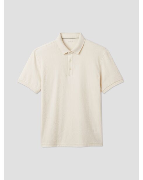 Polo boutonné en jacquard blanc neige
