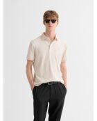 Polo boutonné en jacquard blanc neige