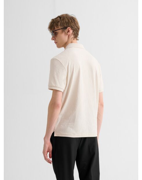 Polo boutonné en jacquard blanc neige