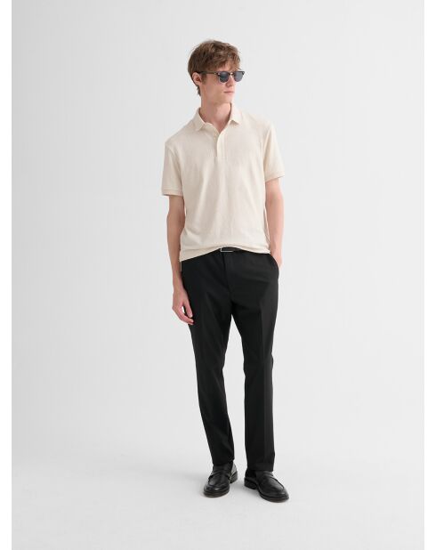 Polo boutonné en jacquard blanc neige