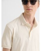 Polo boutonné en jacquard blanc neige