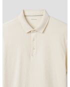 Polo boutonné en jacquard blanc neige