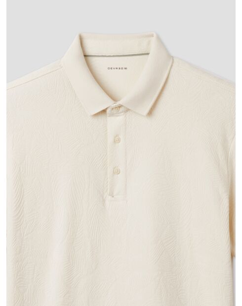 Polo boutonné en jacquard blanc neige