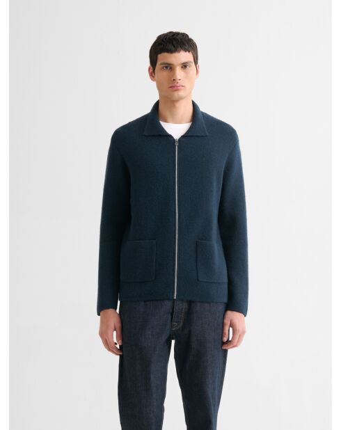 Cardigan col chemise bleu navy