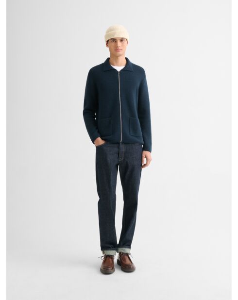 Cardigan col chemise bleu navy