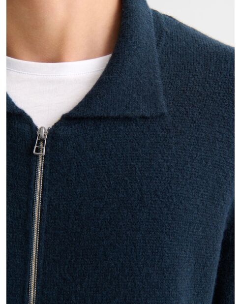 Cardigan col chemise bleu navy
