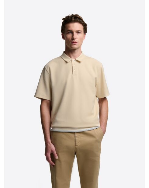 Polo en coton beige clair