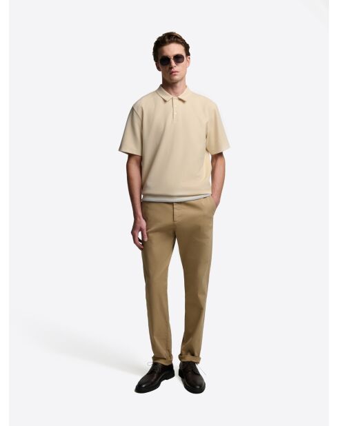 Polo en coton beige clair