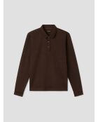 Polo boutonné gauffré marron 2