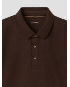 Polo boutonné gauffré marron 2