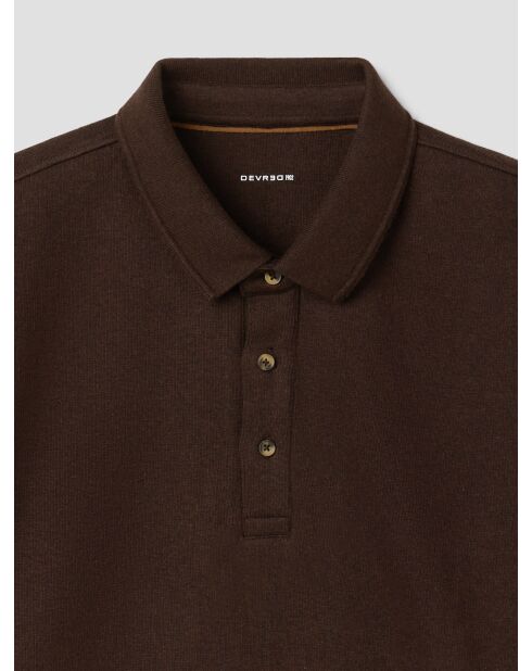 Polo boutonné gauffré marron 2