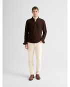 Polo boutonné gauffré marron 2