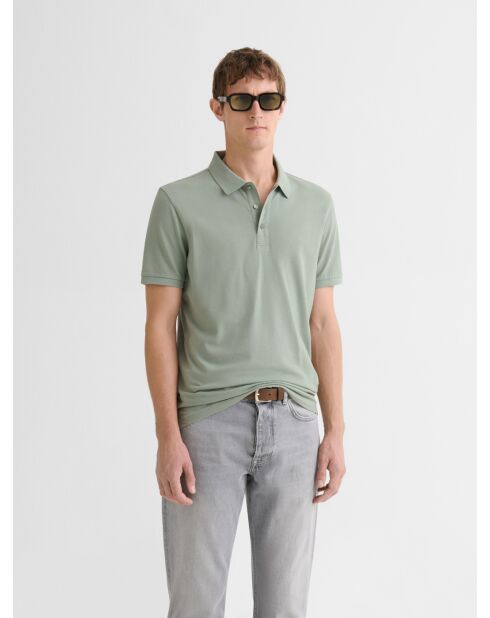 Polo boutonné en coton vert amande