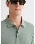 Polo boutonné en coton vert amande