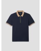 Polo zippé en coton bleu marine