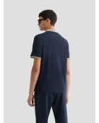 Polo zippé en coton bleu marine