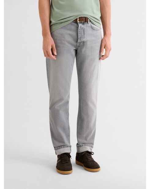 Reguläre Denim-Jeans aus grauer Baumwolle