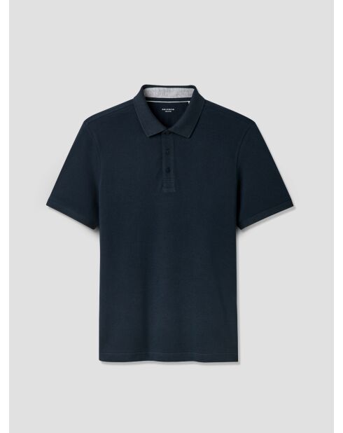 Polo boutonné en coton bleu marine