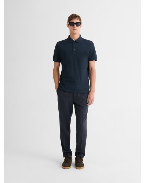 Polo boutonné en coton bleu marine