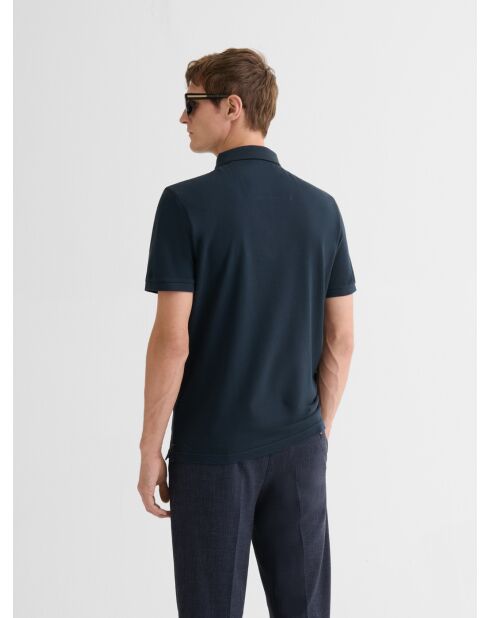 Polo boutonné en coton bleu marine