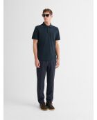 Polo boutonné en coton bleu marine