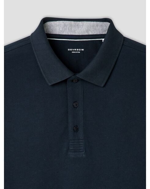 Polo boutonné en coton bleu marine